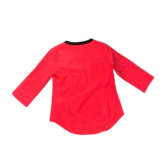 Lilac Bloom Womens 3/4 Sleeve Red Blouse With Black Trim & Button Accents Size M - Picture 6 of 8